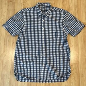 MUJI Men’s Oxford Button Down Patterned Short Sleeve Shirt